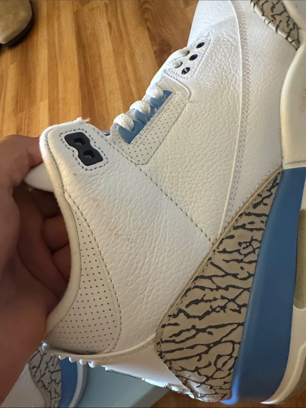Jordan White and Light Blue Retro Sneakers